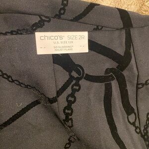 Chico's Black Chain-Print Flare Skirt on Charcoal